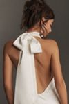 SAU LEE Penelope High-Neck Open-Back Satin Maxi Dress
