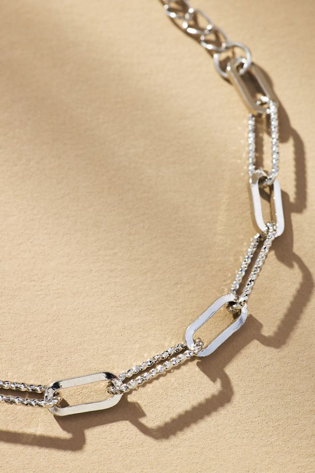 Textured Paperclip Charm Bracelet #1
