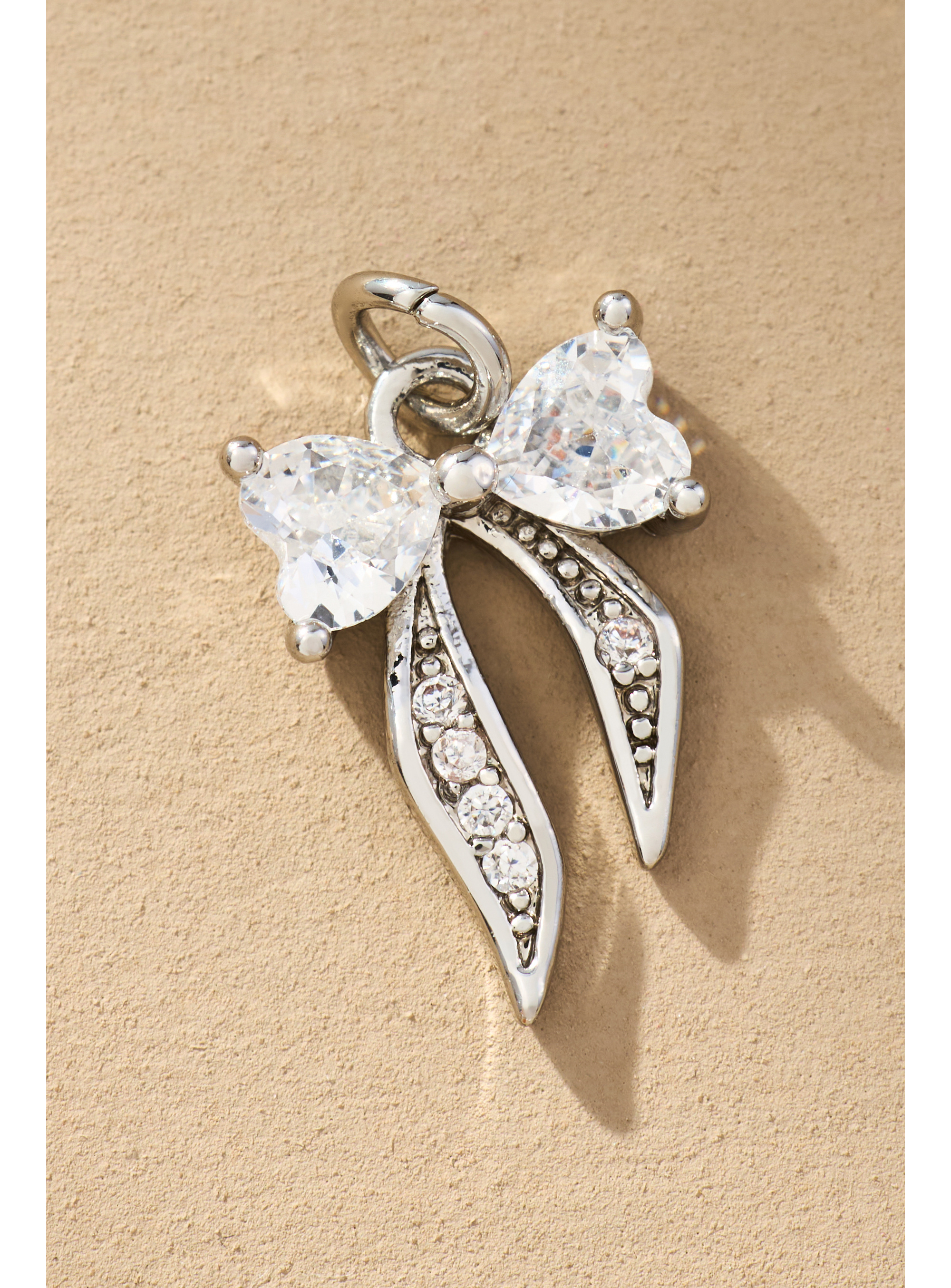 Crystal Heart Ribbon Bow Charm - Image 1
