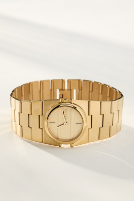 Breda Sync Round Face Metal Watch In Gold