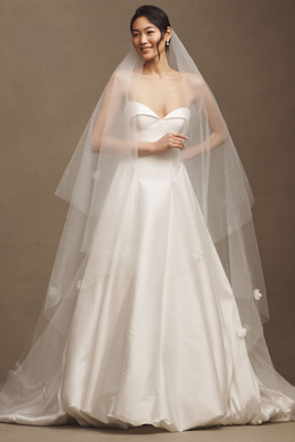 Jenny Yoo Josephine Floral Appliqué Tulle Veil