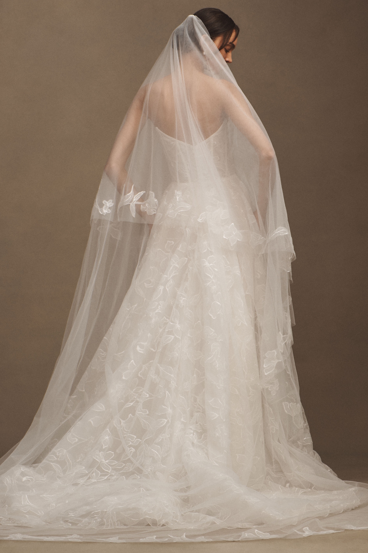 Jenny Yoo Emerson Floral Appliqué Cathedral Veil