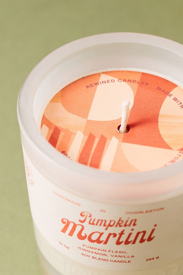 Rewined Pumpkin Martini Glass Candle #1