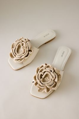 Maeve Crochet Flower Slide Sandals