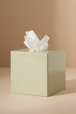 Addison Ross Lacquered Scallop Tissue Box In Green