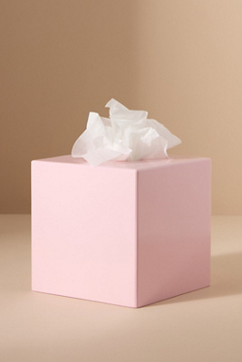 Addison Ross Lacquered Scallop Tissue Box In Pink