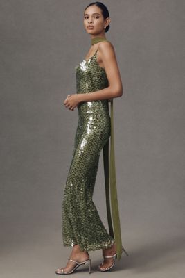Mare Mare Kassidy Cowl-Neck Stretch Sequin Maxi Dress