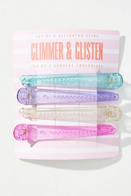Glimmer & Glisten Alligator Hair Clips, Set of 4