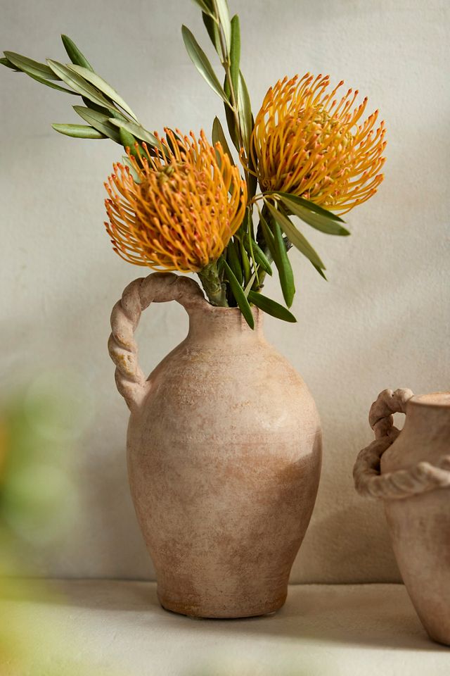 Braided Handle Terracotta Vase #2