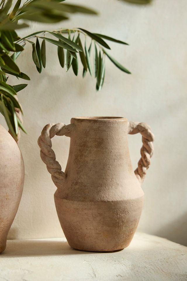 Braided Handle Terracotta Vase #3