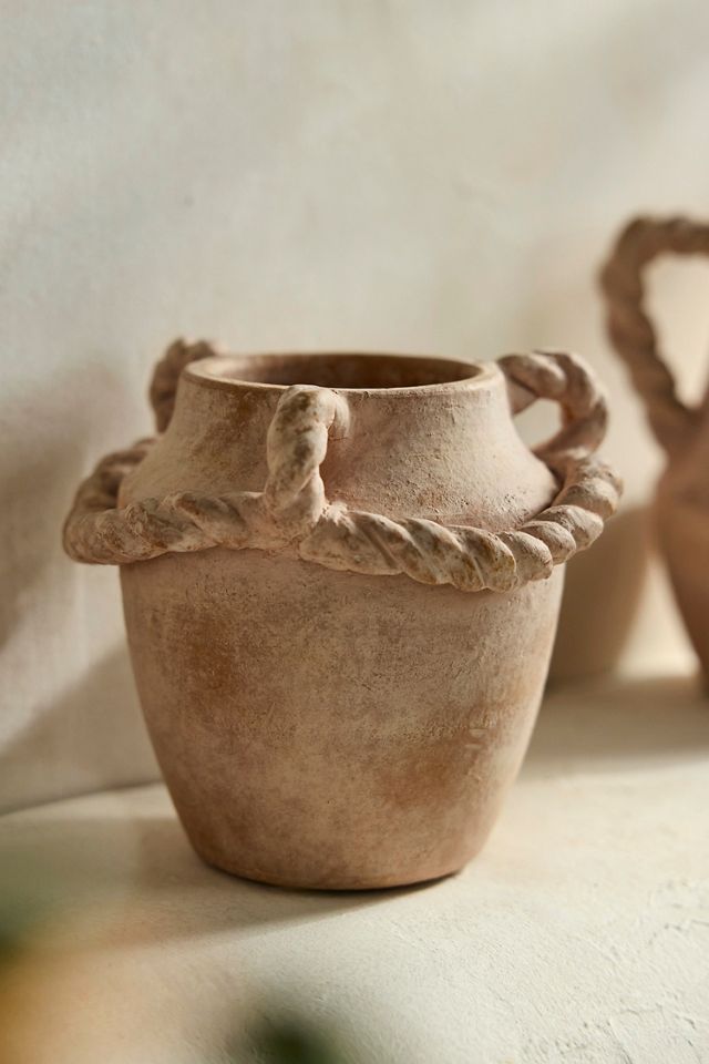 Braided Handle Terracotta Vase #1
