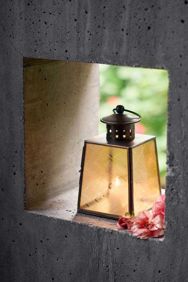 Etched Glass Pyramid Lantern #1