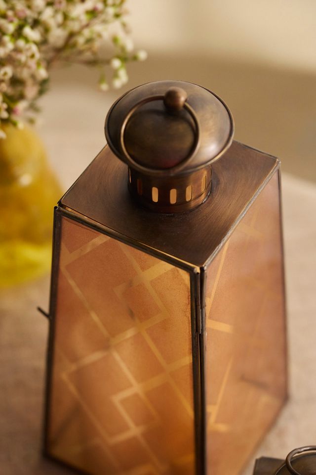 Etched Glass Pyramid Lantern #2