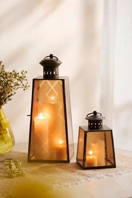 Etched Glass Pyramid Lantern