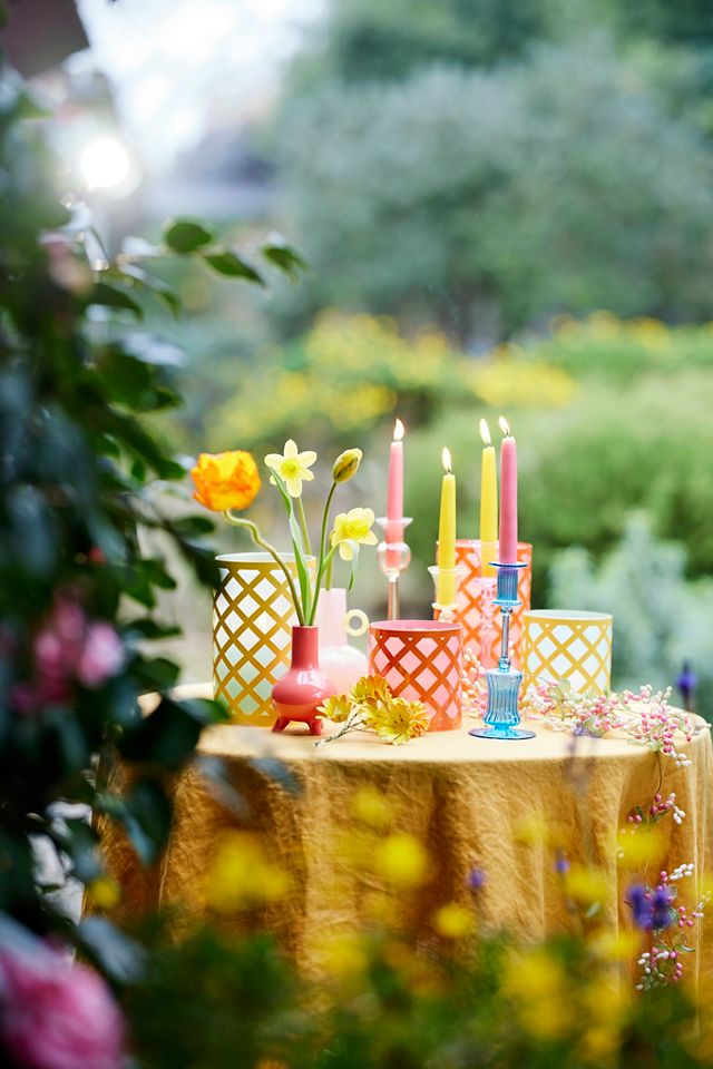 Lattice Iron + Glass Votive Holder