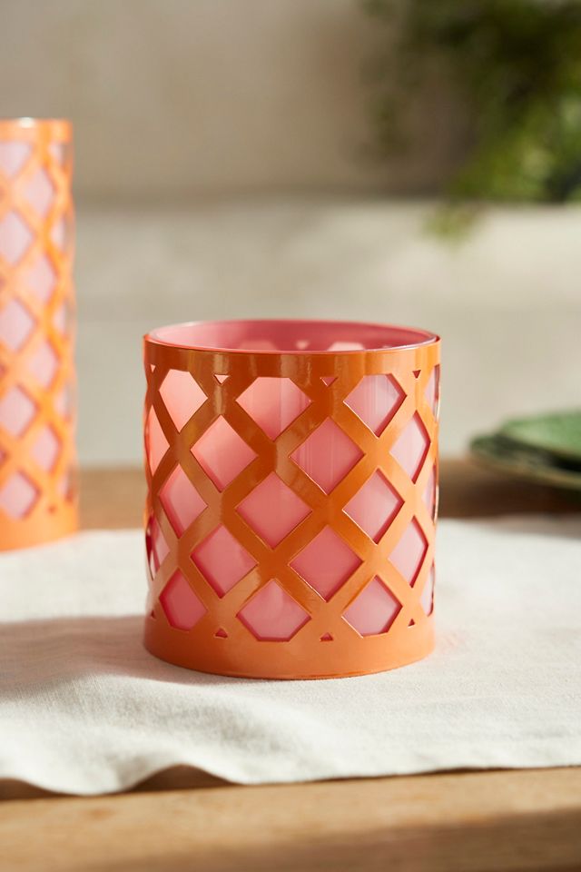 Lattice Iron + Glass Votive Holder