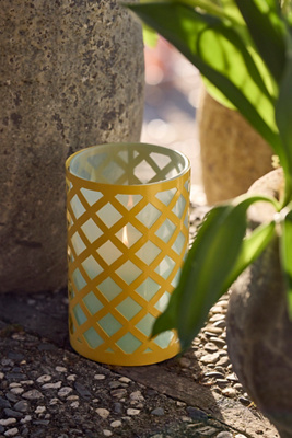 Terrain Lattice Iron + Glass Votive Holder