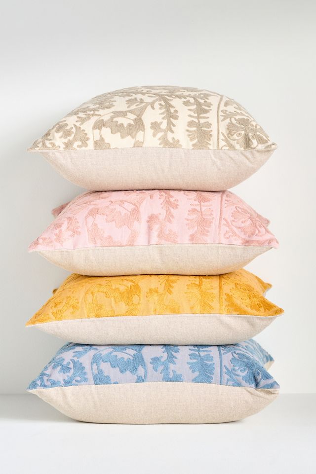 Hand-Embroidered Emilie Suzani Pillow #1