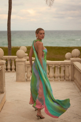 Sisters Eva Scarf Maxi Dress In Purple