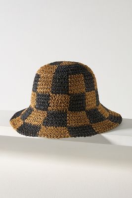Wyeth Checkered Straw Bucket Hat
