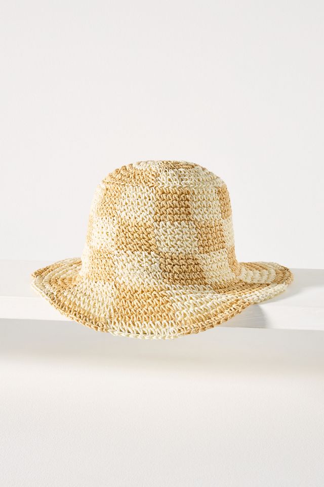 Chapeau cloche en paille à carreaux Wyeth #1