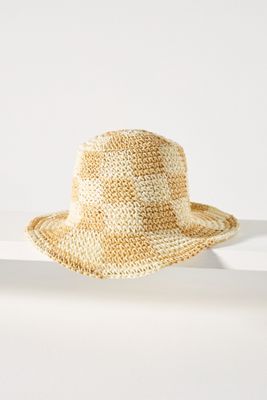 Chapeau cloche en paille à carreaux Wyeth