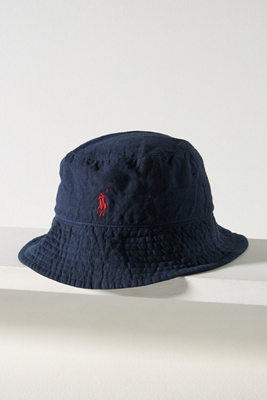 Shop Polo Ralph Lauren Linen Bucket Hat In Blue