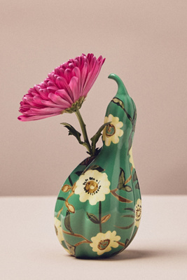 Bonnie Handpainted Floral Stoneware Gourd Bud Vase product page