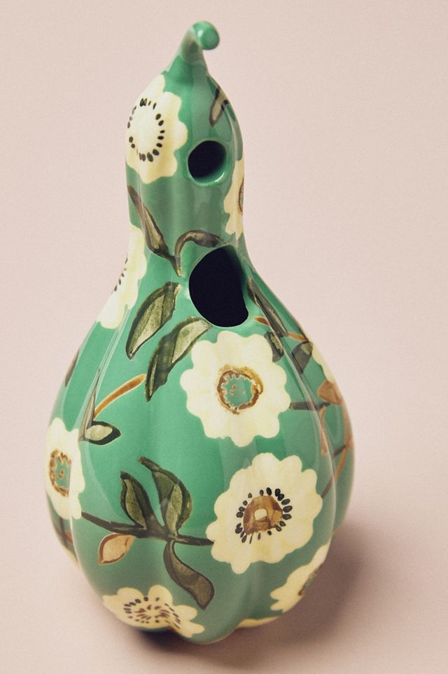 Bonnie Handpainted Floral Stoneware Gourd Bud Vase #2