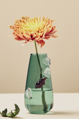 Amber Icon Embellished Glass Bud Vase