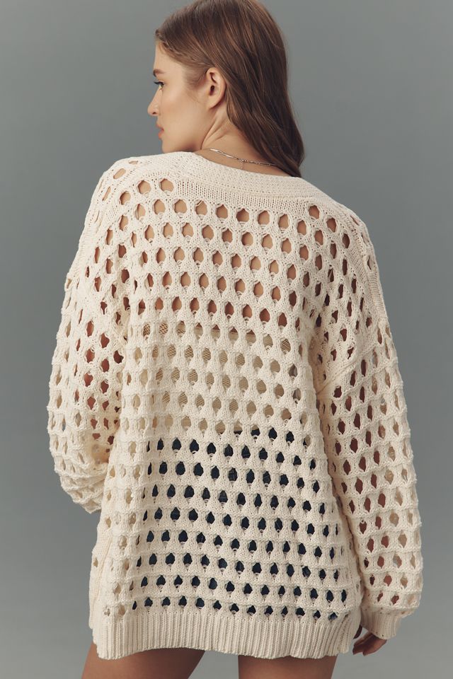 Maeve Chunky Open-Stitch Cardigan #1