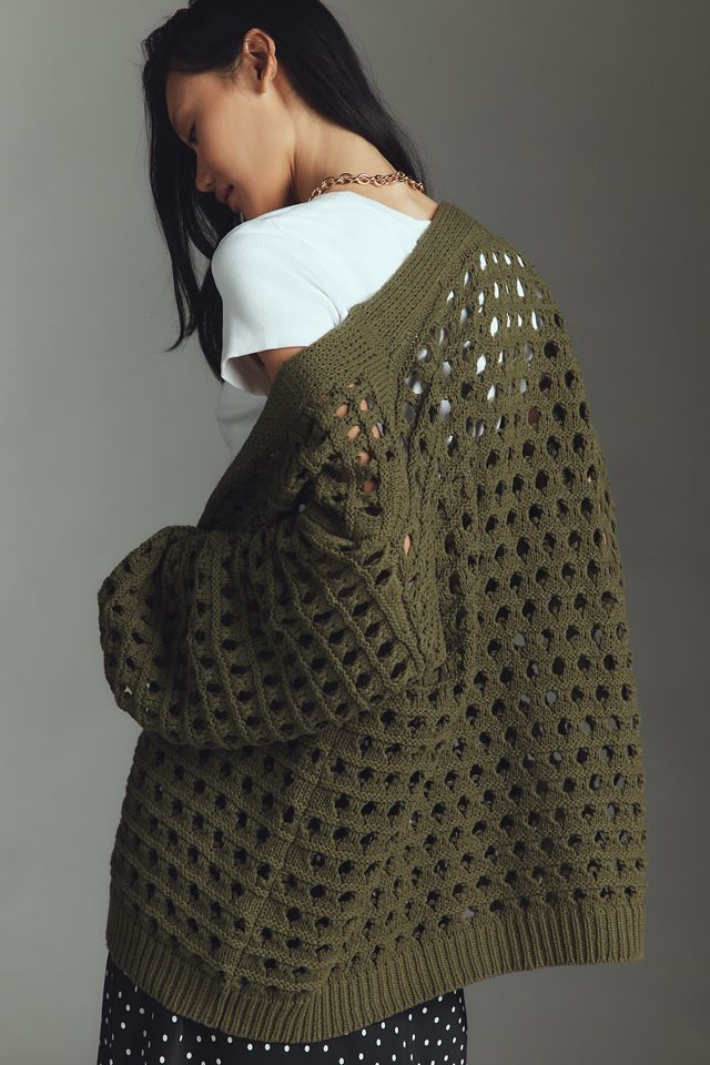 Maeve Chunky Open-Stitch Cardigan #3