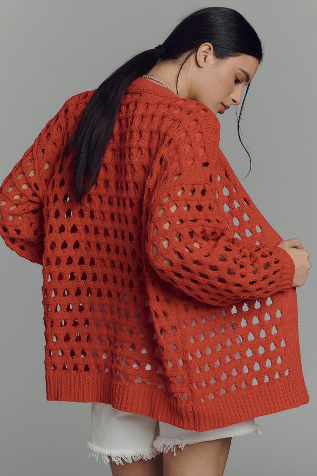 Maeve Chunky Open-Stitch Cardigan #1