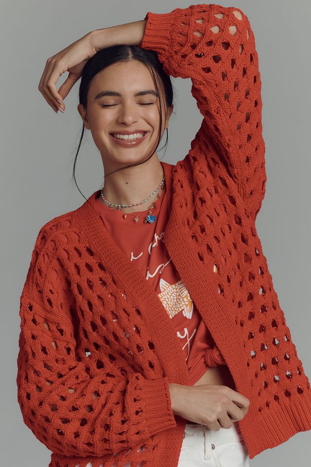 Maeve Chunky Open-Stitch Cardigan #2