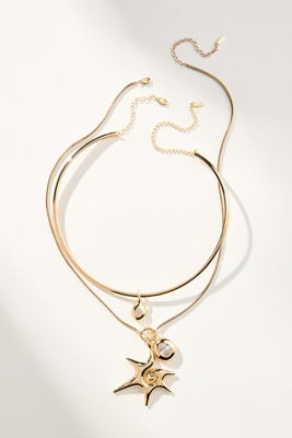 By Anthropologie Charm Collar Necklaces, Set Of 2 In Gold