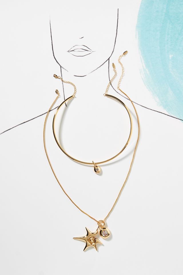 Charm Collar Necklaces, Set of 2 #4