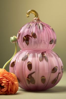 Gourmand Pumpkin Sweet Vanilla Handpainted Glass Candle