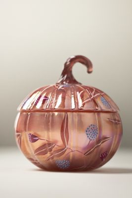 Gourmand Pumpkin Sweet Vanilla Handpainted Glass Candle