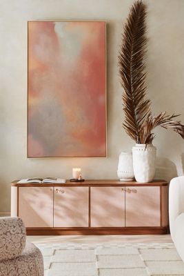 Acadia Raffia & Wood Media Cabinet