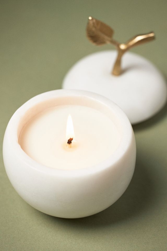 Apothecary 18 Spice Orchard Woods Hand-Carved Apple Marble Candle #2
