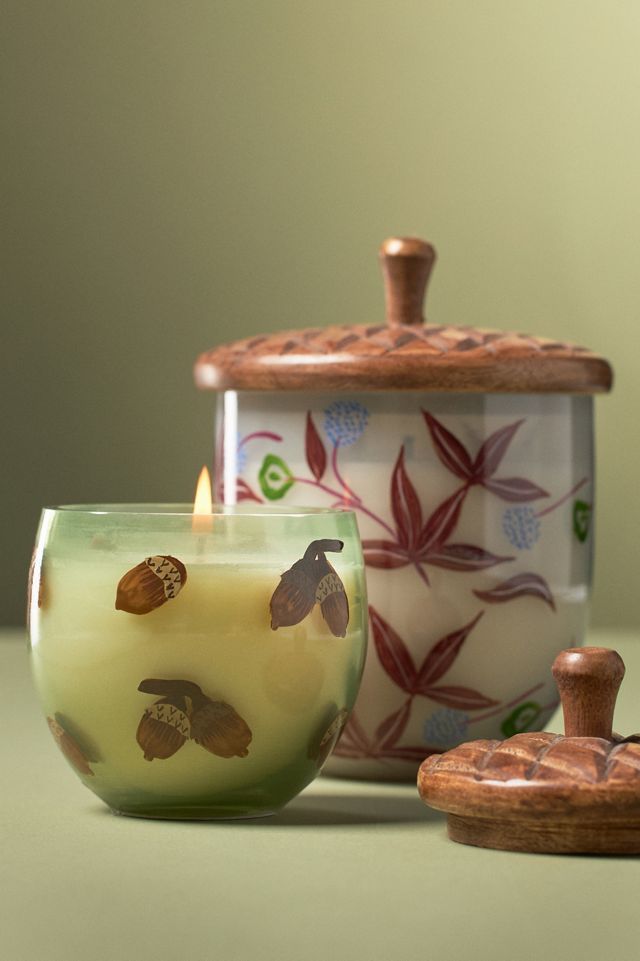 Gourmand Sweet Maple & Chai Handpainted Acorn Glass Candle #1