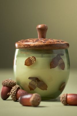 Gourmand Sweet Maple & Chai Handpainted Acorn Glass Candle