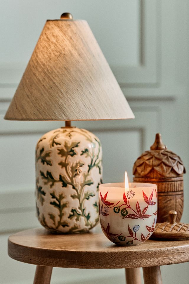 Woody Leather & Leaves Handpainted Acorn Glass Candle #3