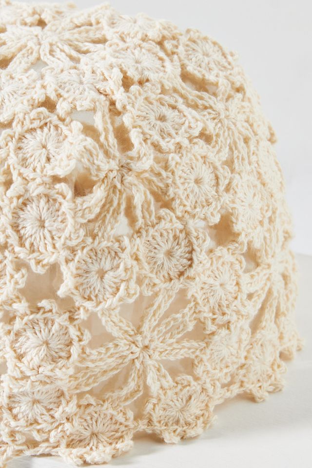 By Anthropologie Floral Crochet Cloche Hat #2