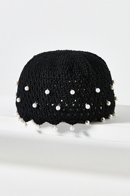 Pearl-Embellished Crochet Cloche Hat