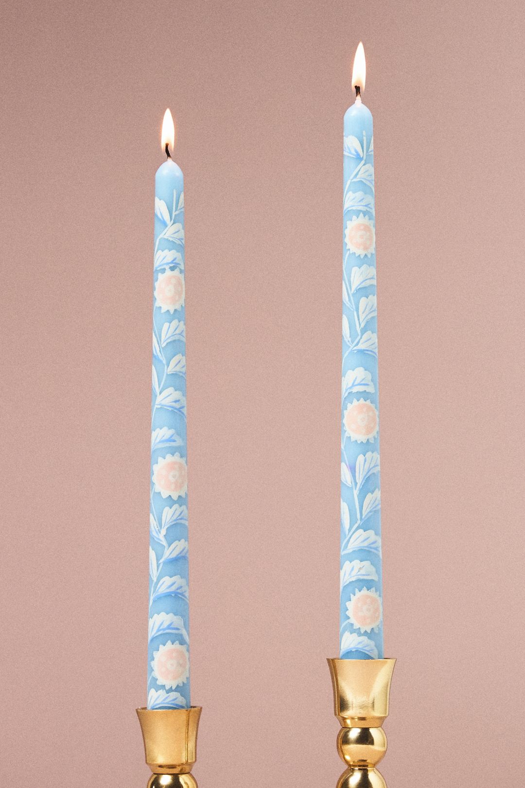 Handpainted Leora Taper Candles, Set of 2 - Blue, Standard, One Size