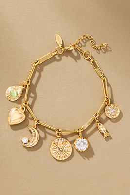 By Anthropologie Mixed Charm Bracelet In Yellow
