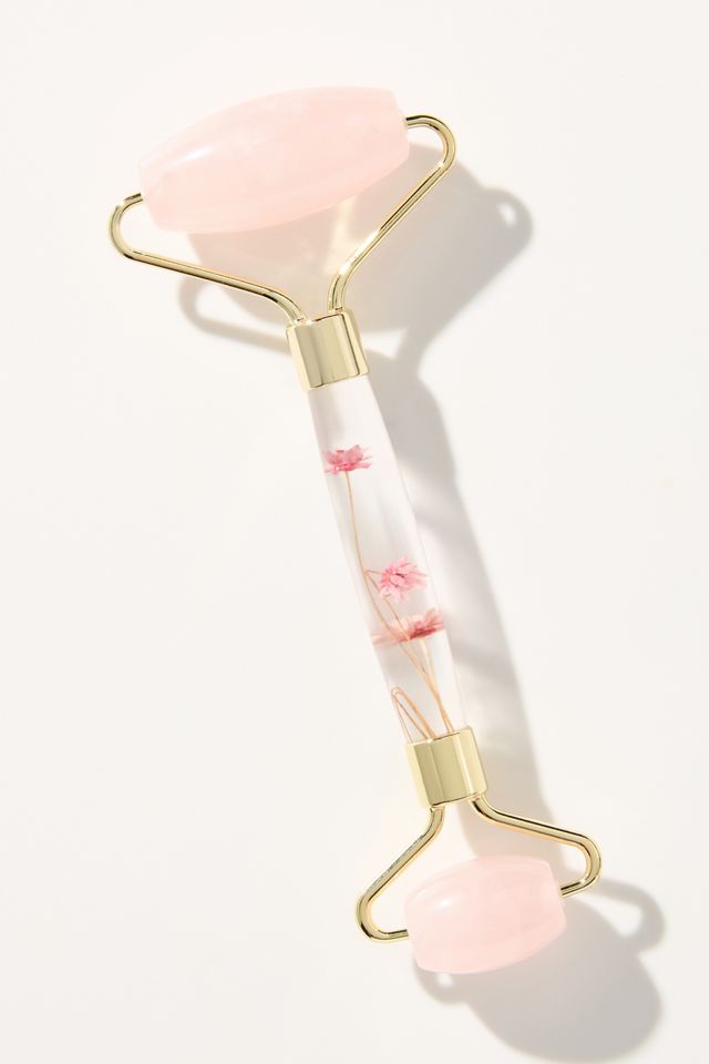 Floral Rose Quartz Facial Roller #1