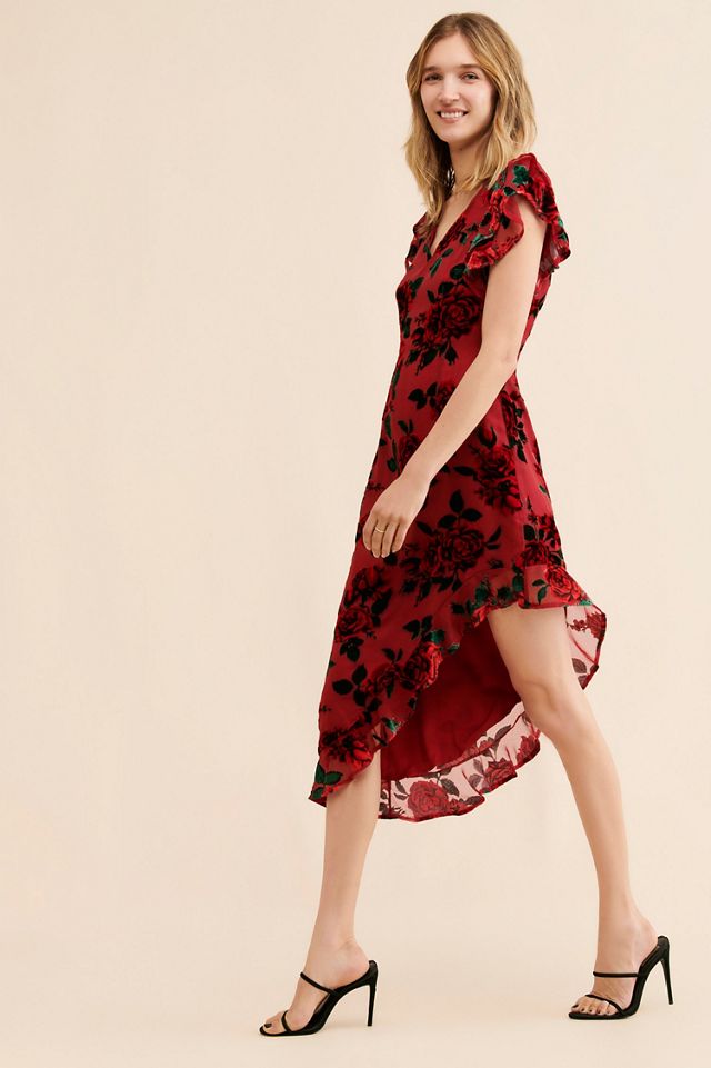 Rachel Parcell Ruffle Asymmetrical Burn Out Velvet Dress #2