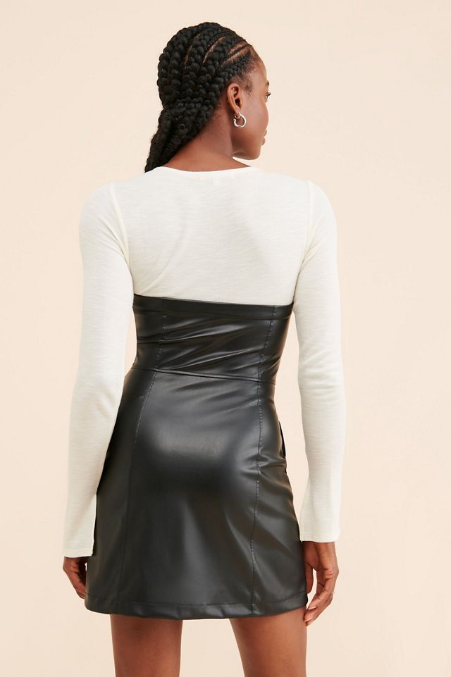 Chaser Lyla Vegan Leather Layered Mini Dress #1